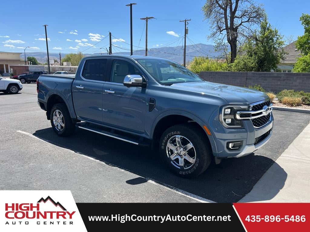 2024 Ford Ranger LARIAT in Gray — front three-quarter view