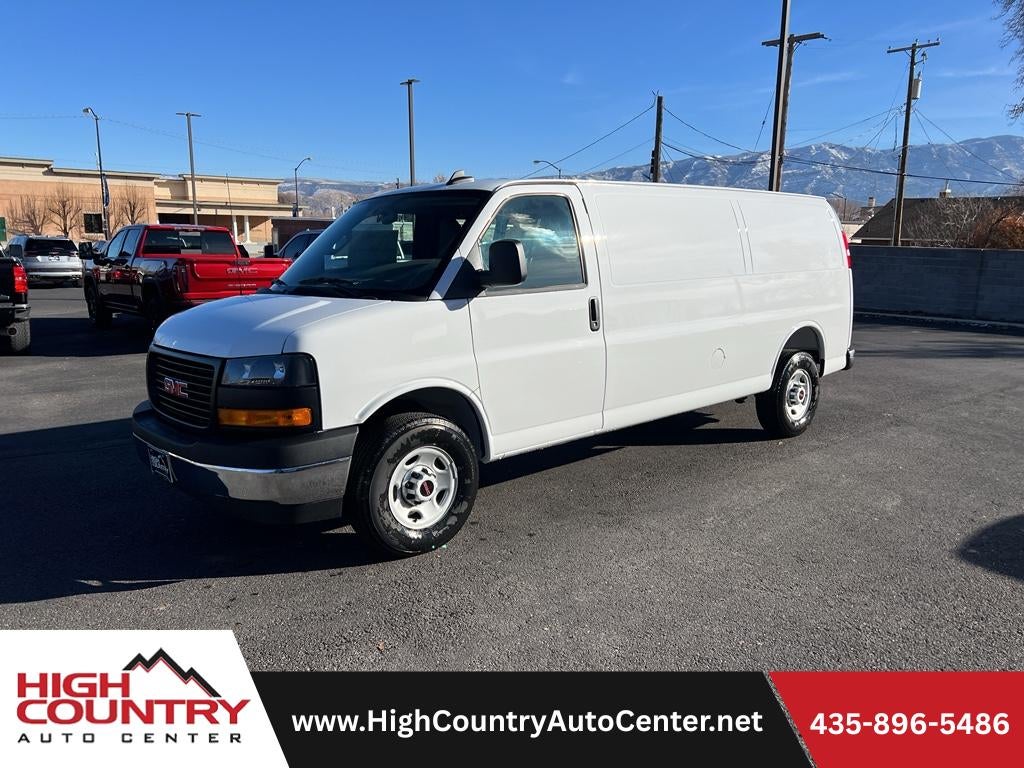2025 GMC Savana Cargo Work Van in Summit White — front three-quarter view
