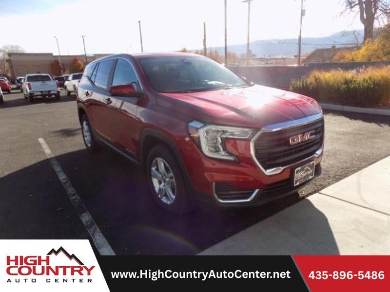 2024 GMC Terrain SLE in Volcanic Red Tintcoat — front three-quarter view